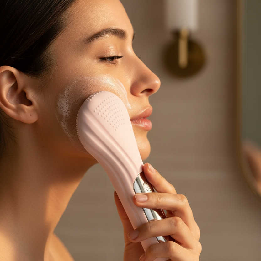 Le Rituel Signature
Brosse nettoyante visage électrique & gua sha – routine complète