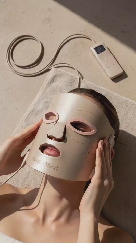 Masque LED Monday Mood porté, vue plongée