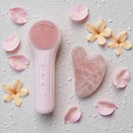 Le Rituel Signature
Brosse nettoyante visage électrique & gua sha – routine complète
